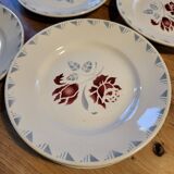 Lot of 11 flat plates Rose Rouge Niderviller