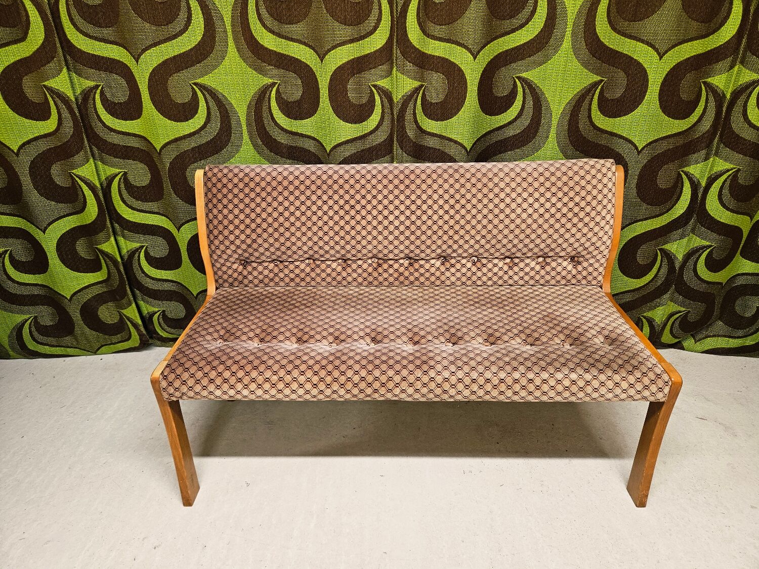 Vintage velvet bench 1970