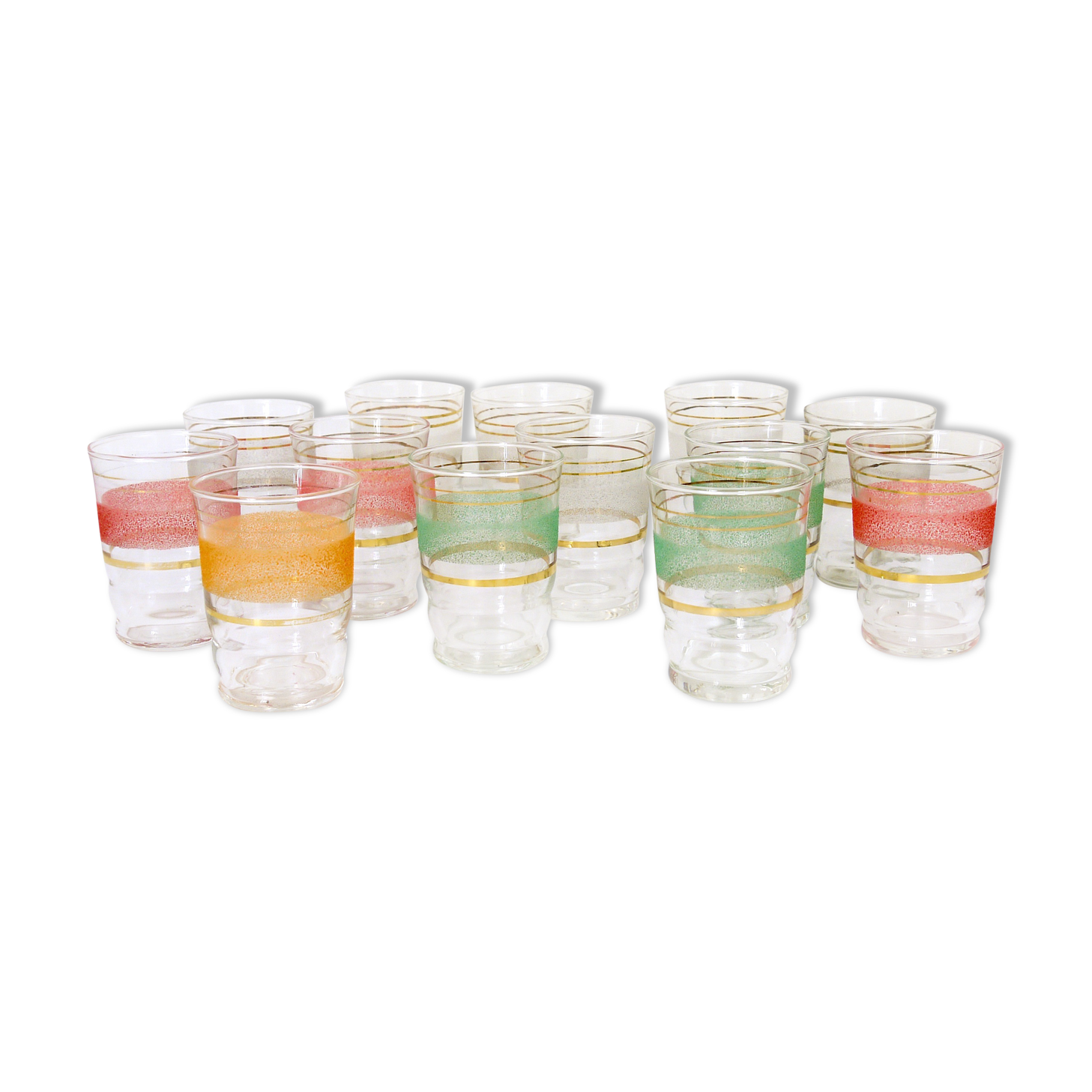 13 glasses with granite liqueurs