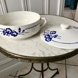 Soup tureen Saint-Amand blue flowers 30s-40s