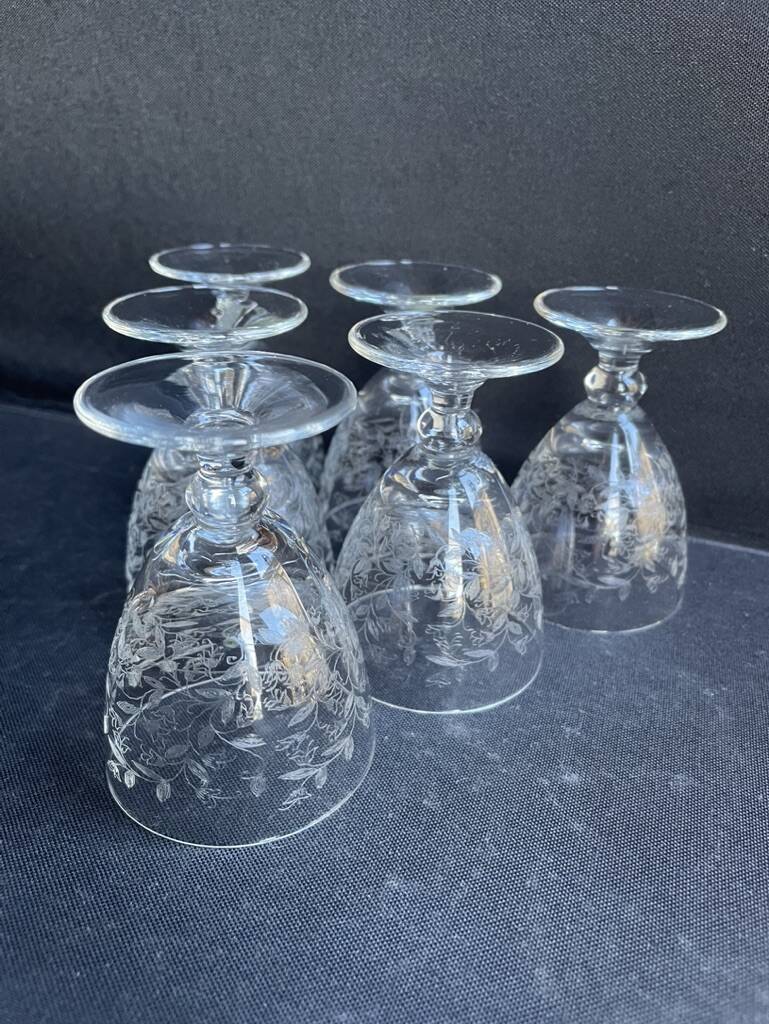 Port wine service – Blown, engraved and cut crystal – Art Deco