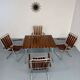 Vintage folding garden set table 4 chairs wood and metal 1960