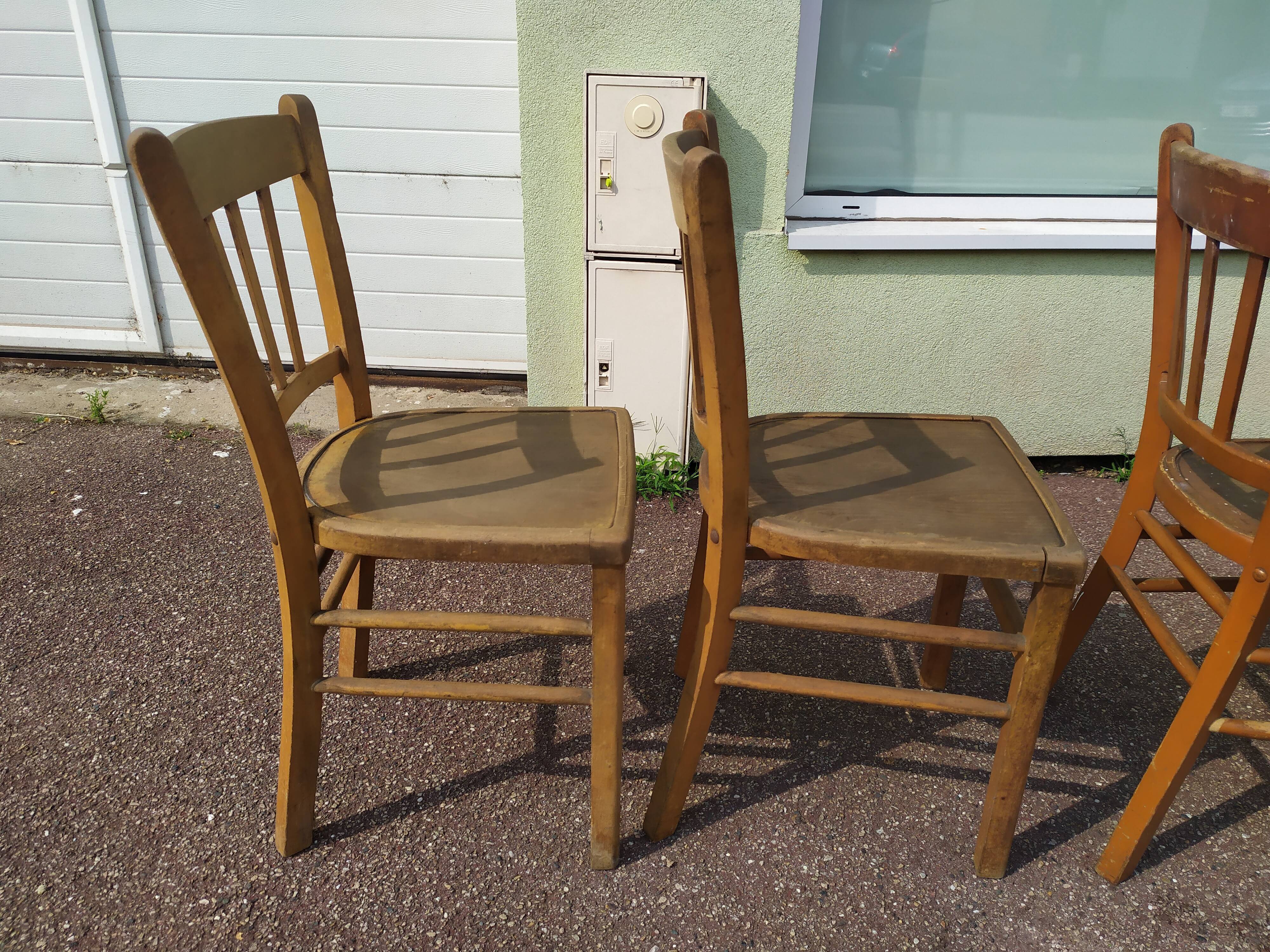 Set of 4 wooden chair bistrot farm