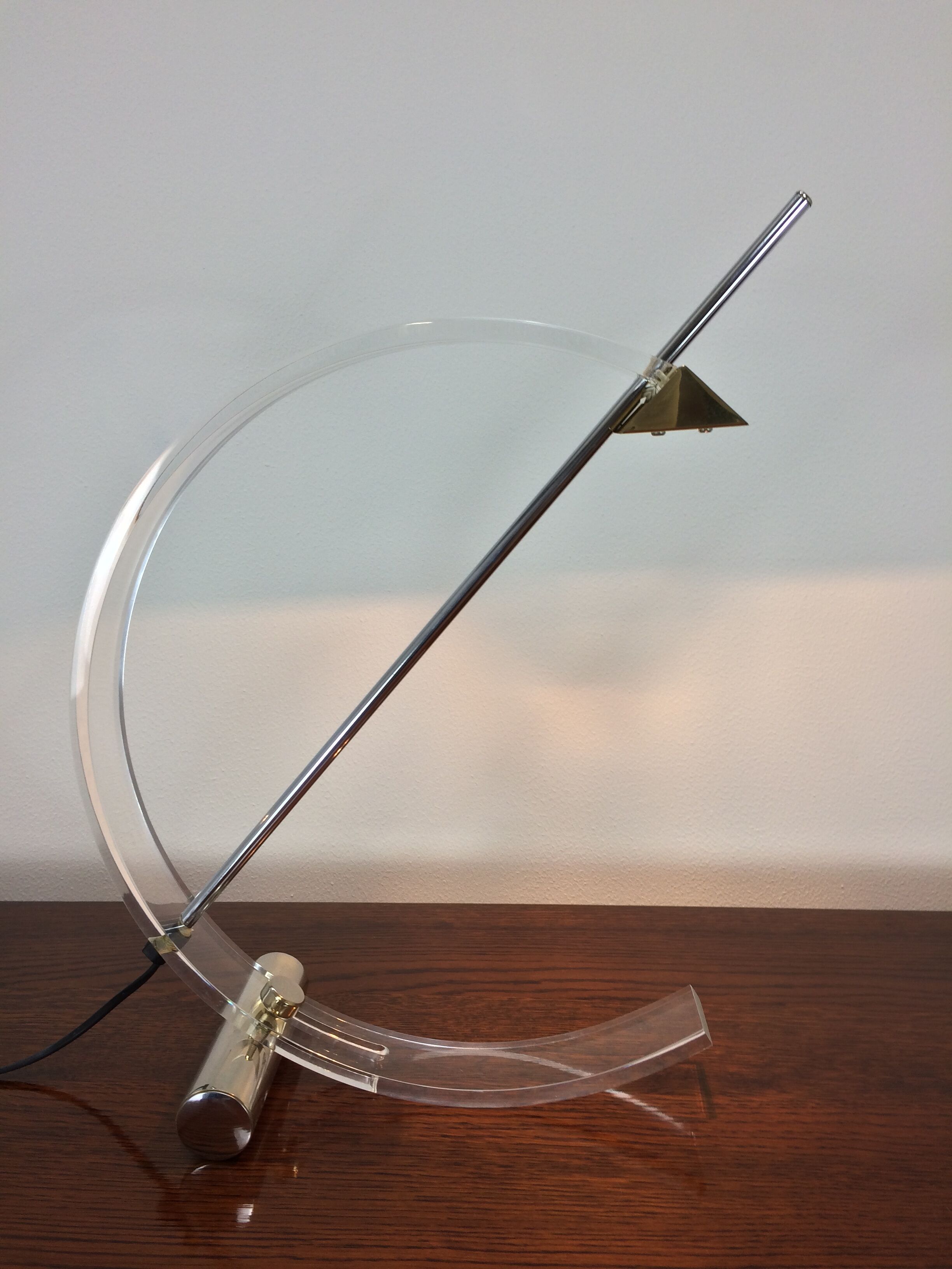 Plexiglas and brass table lamp, Italy 1980