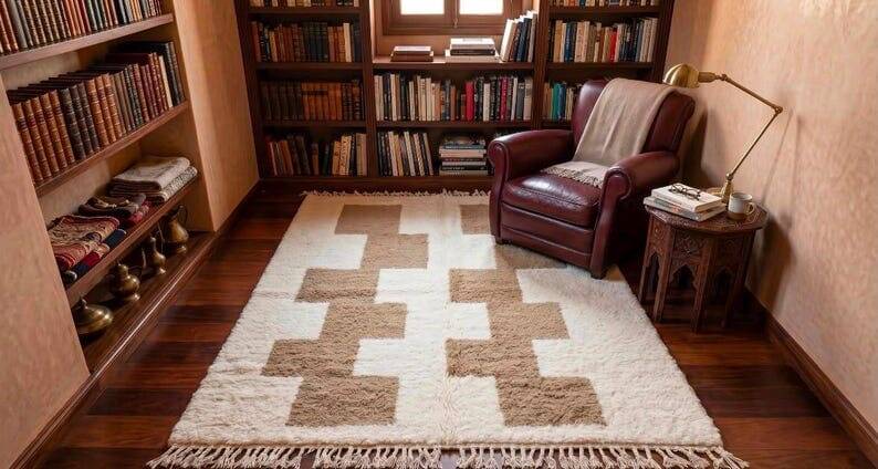 Handmade pure wool rug, custom size 2/3 m.