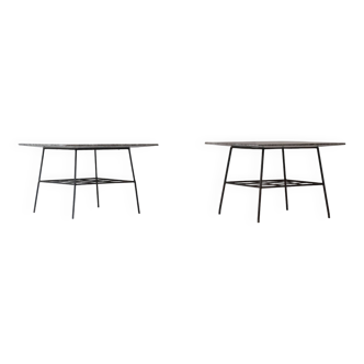 Ensemble de deux tables d'appoint en marbre, datant des années 1960.