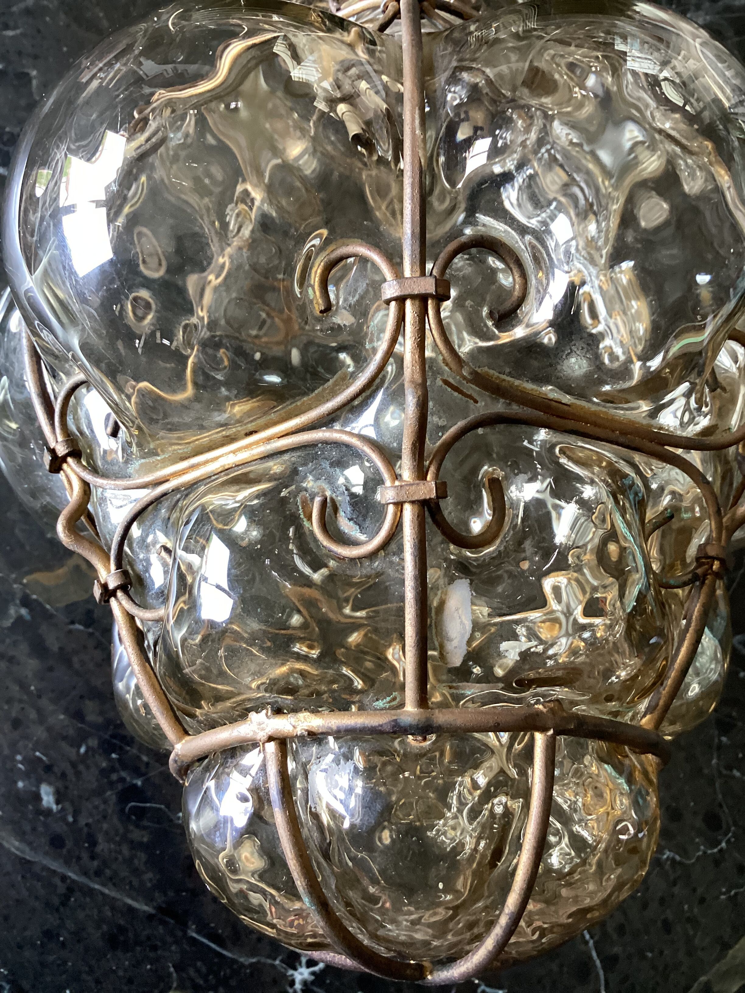 Lantern cage in blown glass style Murano dimension: H-28cm- D-18cm-