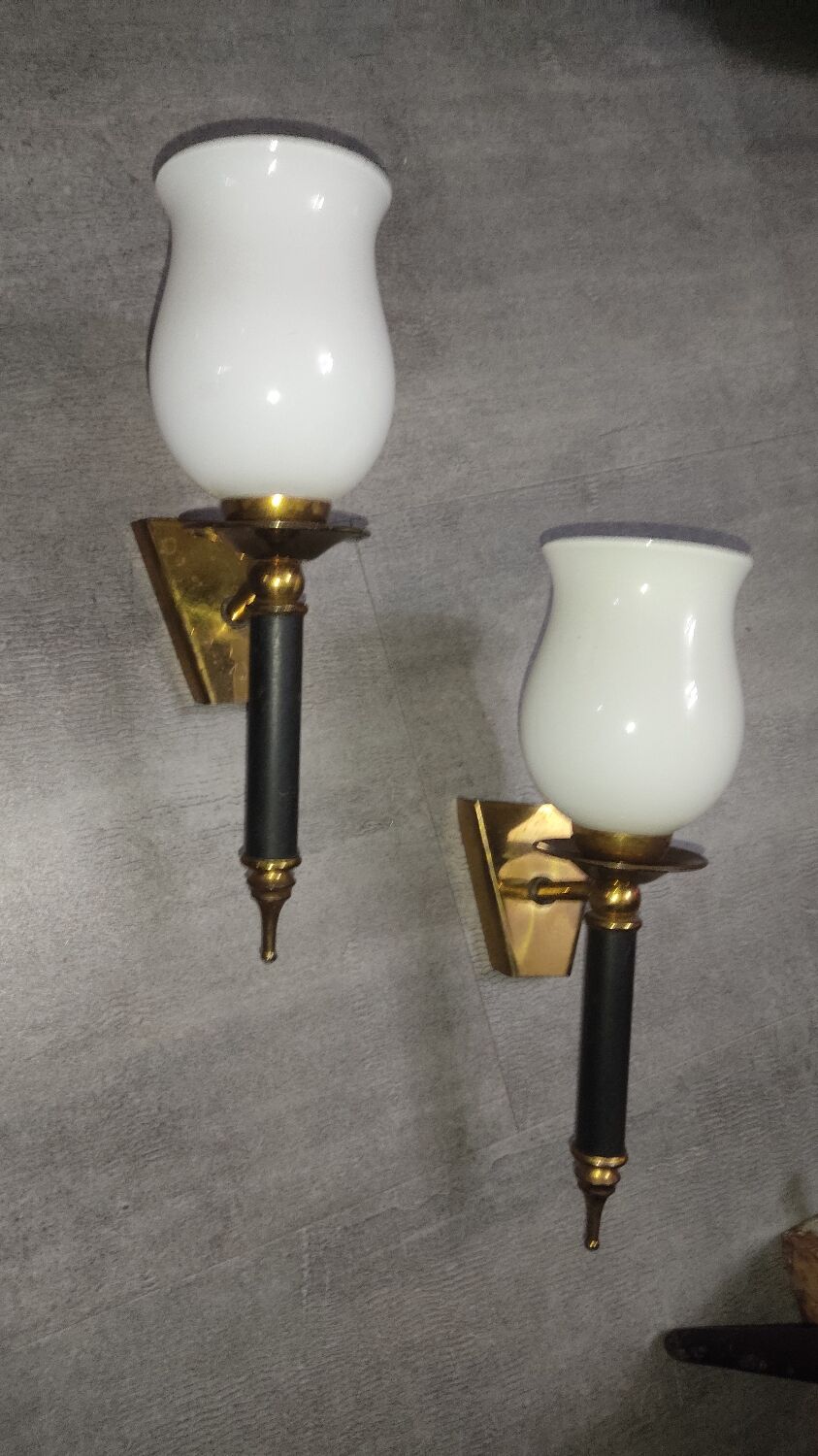 Pair of vintage torch wall lights