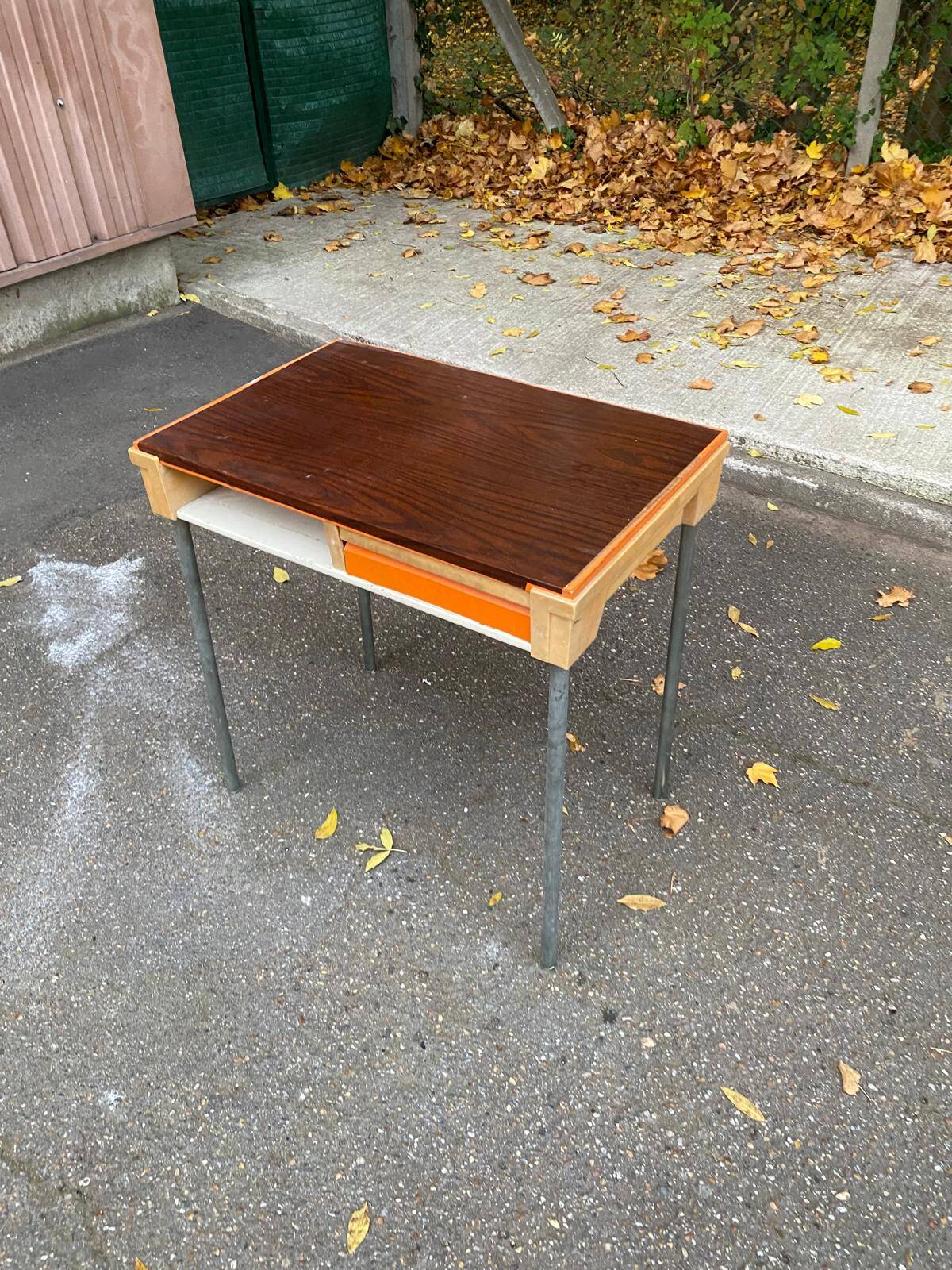 1970s school-style child's desk with drawer
