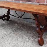 Table espagnole pieds lyre en chêne (19ème siècle)
