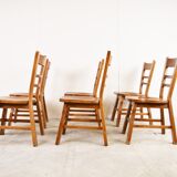 Vintage brutalist dining chairs, set of 6 - 1960s