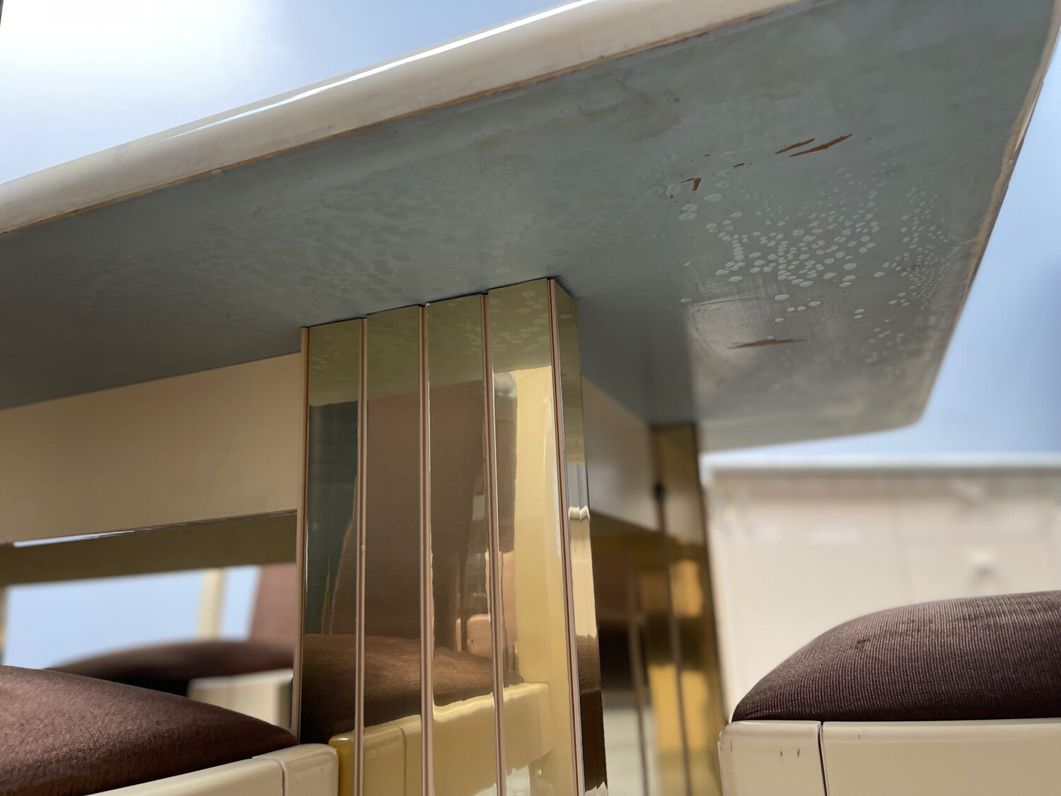 Vintage 1970s dining room set / wooden table, chair and sideboard