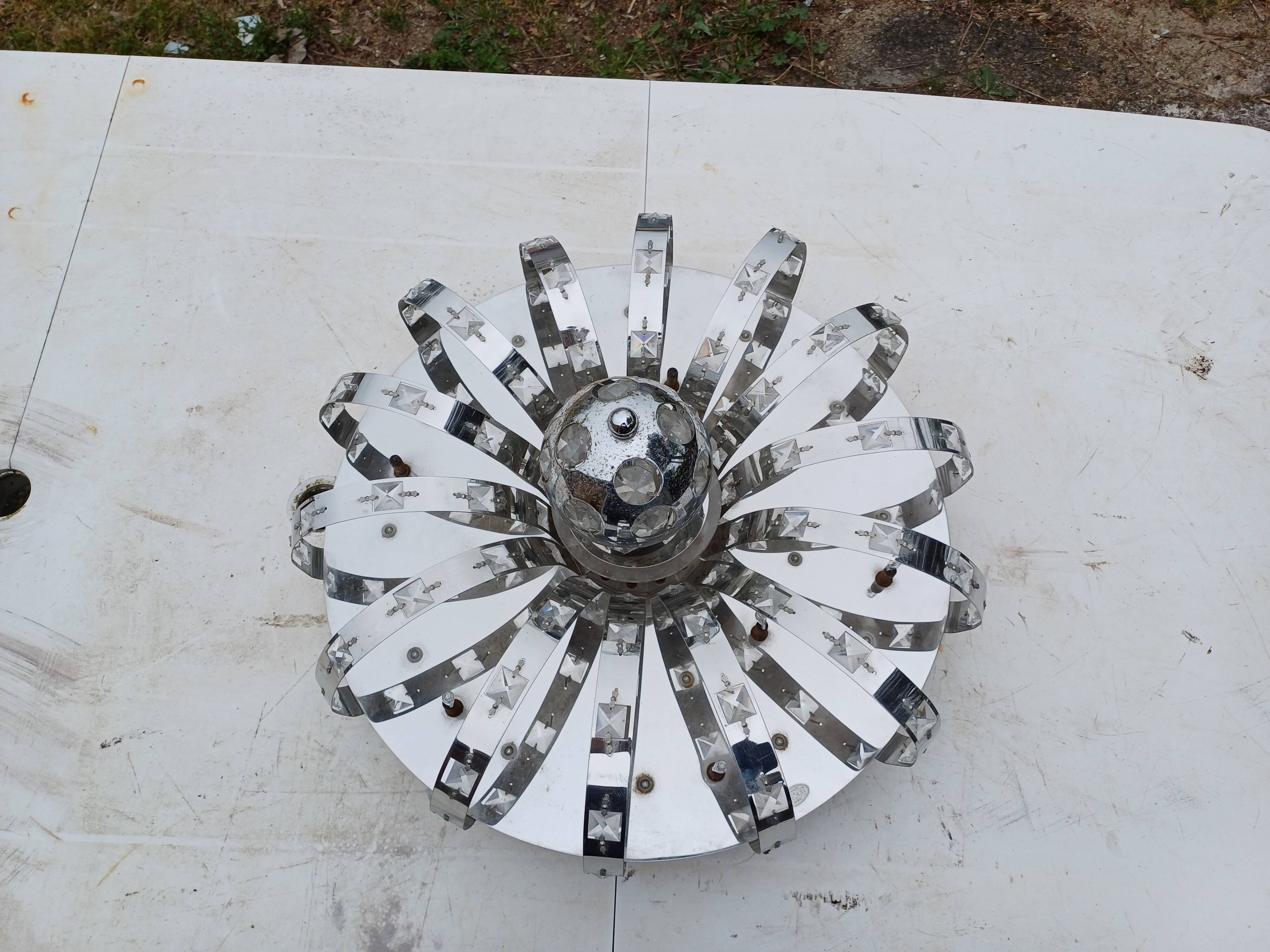 Suspension vintage aluminium + verre