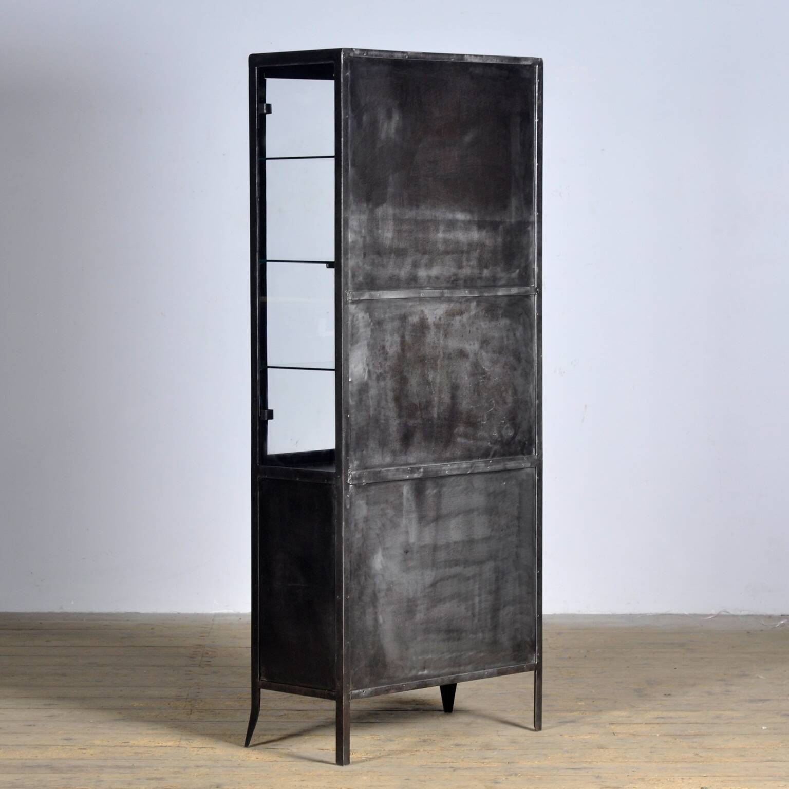 polished iron medical cabinet, 1950’s