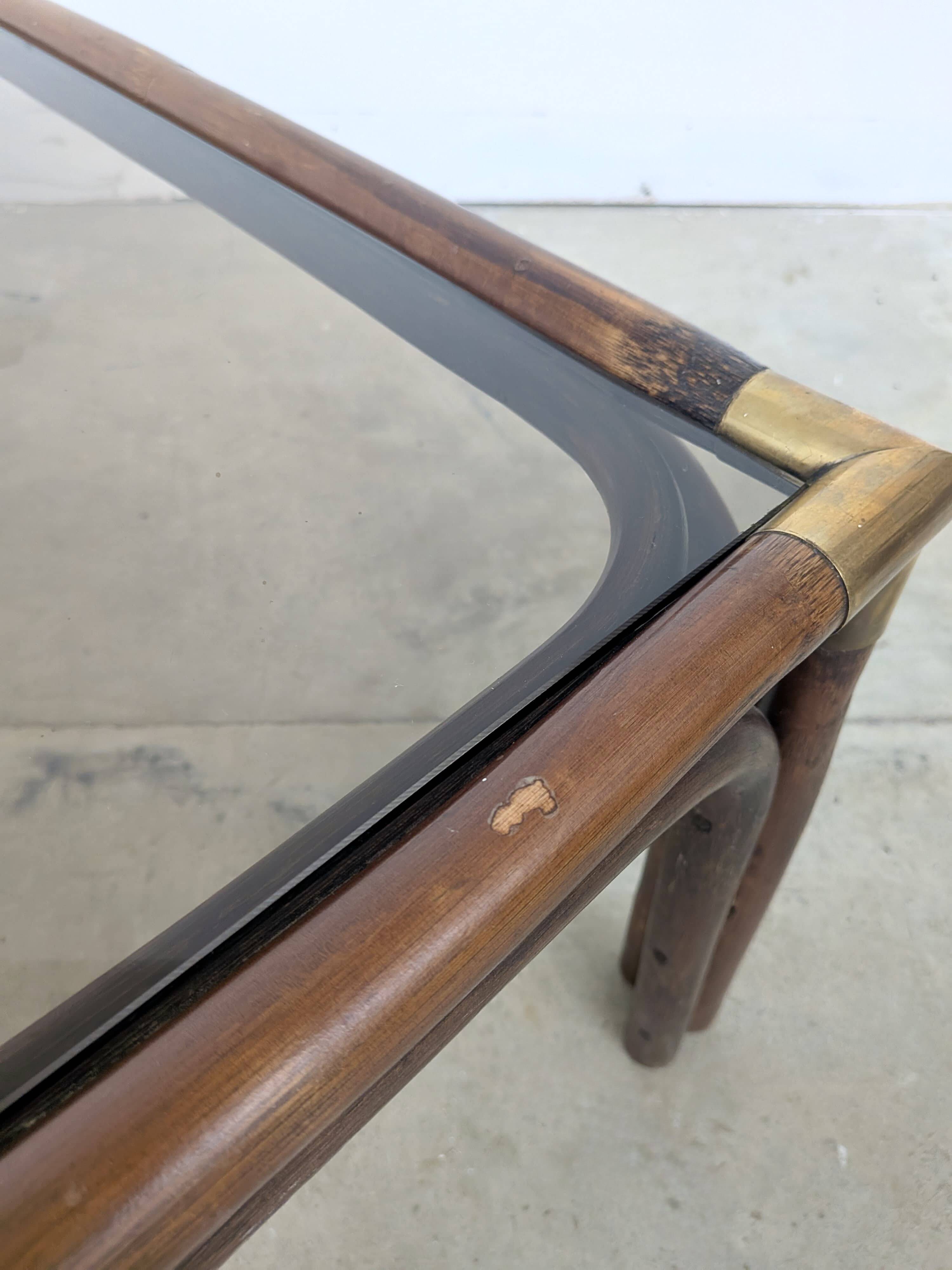 Bamboo and glass coffee table