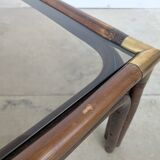 Bamboo and glass coffee table