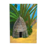 Tableau à l'huile Case Africaine