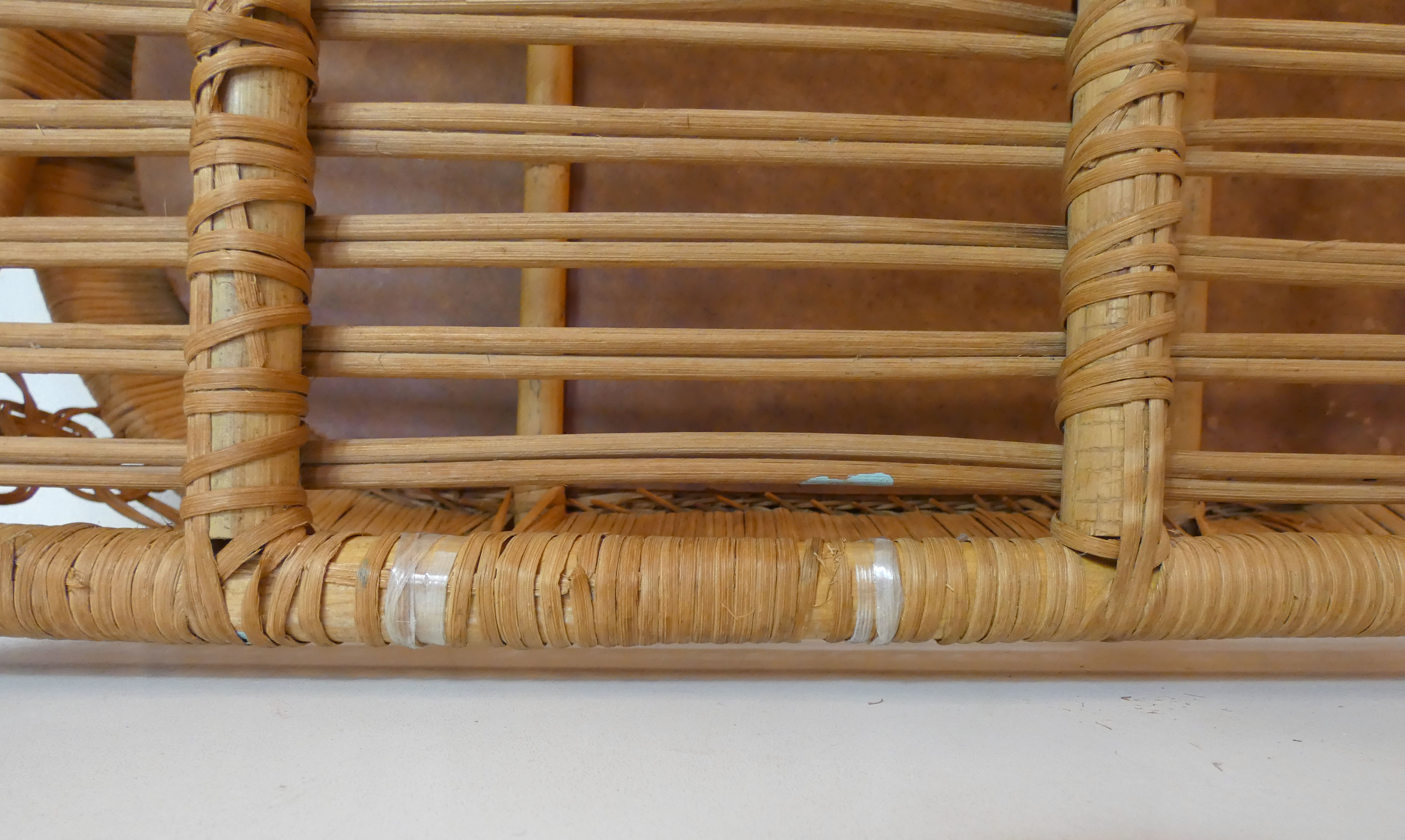 Old vintage rattan coffee table