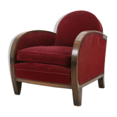Art Deco armchair in red velvet