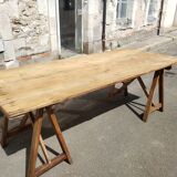 Farm or workshop table on trestles