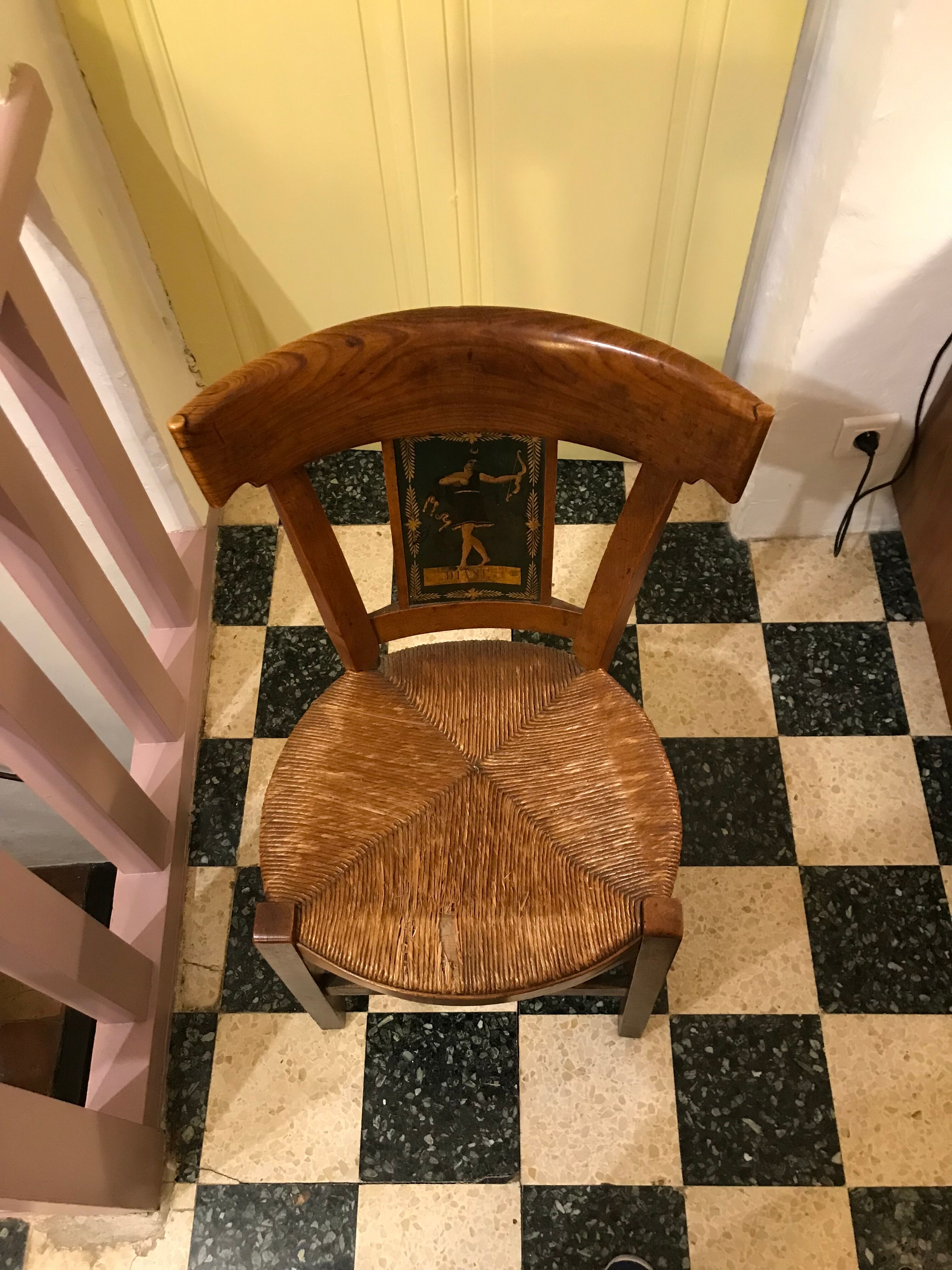 Chair with headband representing Diane early 19th century.
