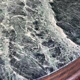 Vintage green sea marble and rosewood table from the 1970s.