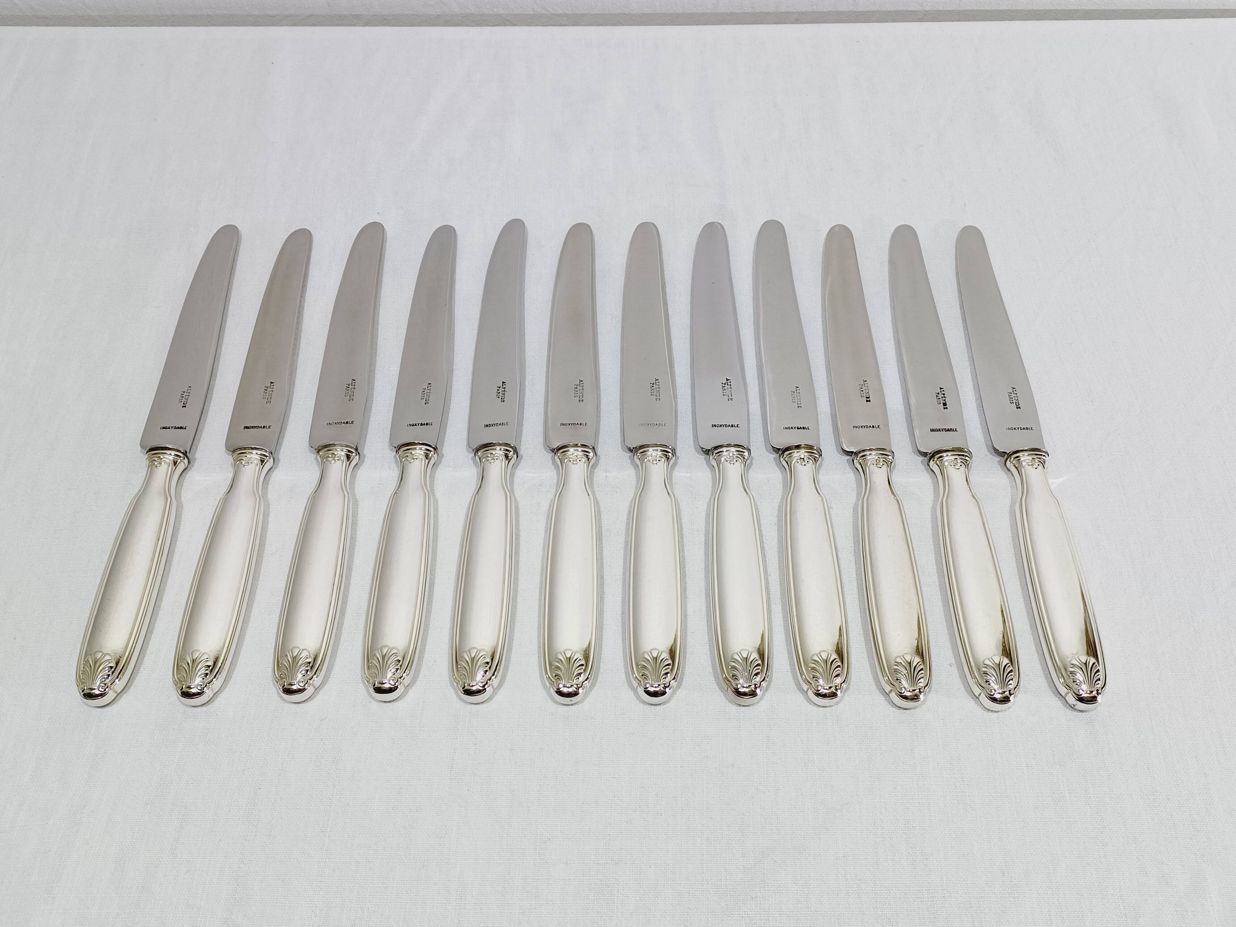 ALFENIDE - 12 SILVER-PLATED TABLE KNIVES