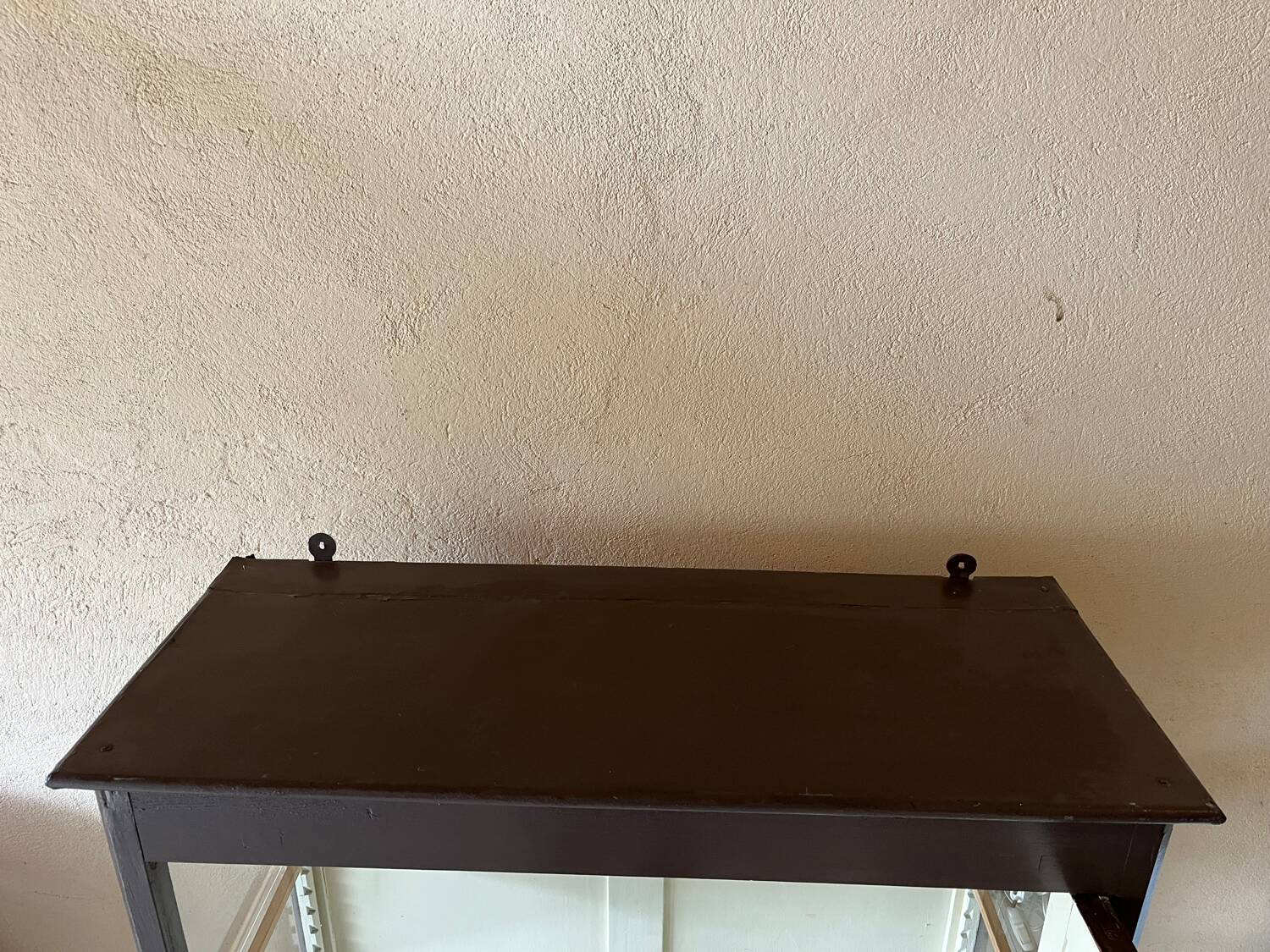 Old wooden glass display case