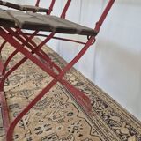 Set of 4 folding chairs for old bistro, guinguette, brasserie