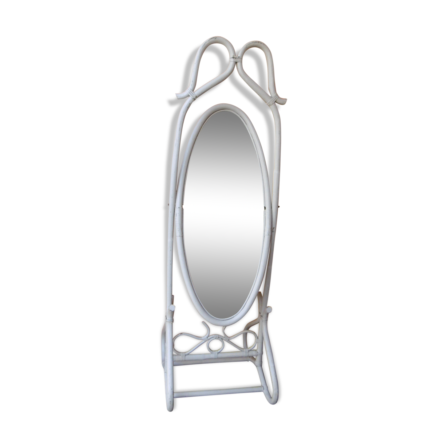 Mirror psyche in rattan - 80s - 178x56cm