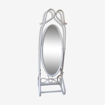 Mirror psyche in rattan - 80s - 178x56cm