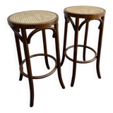 Tabourets bois canné bistrot bar