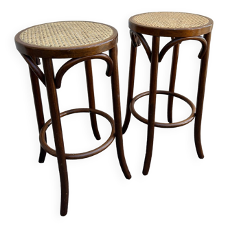 Tabourets bois canné bistrot bar