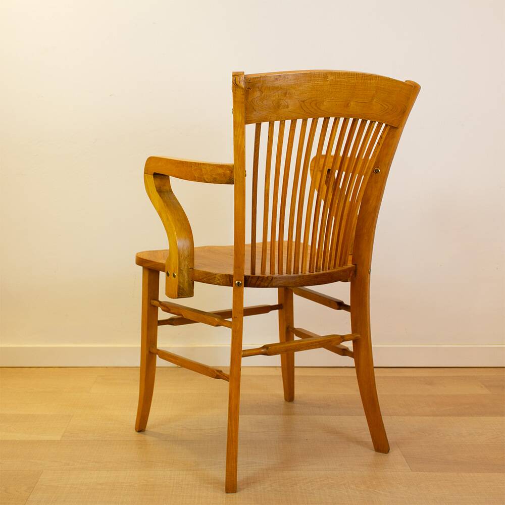Vintage Spanish 1940s Oak Office Chair