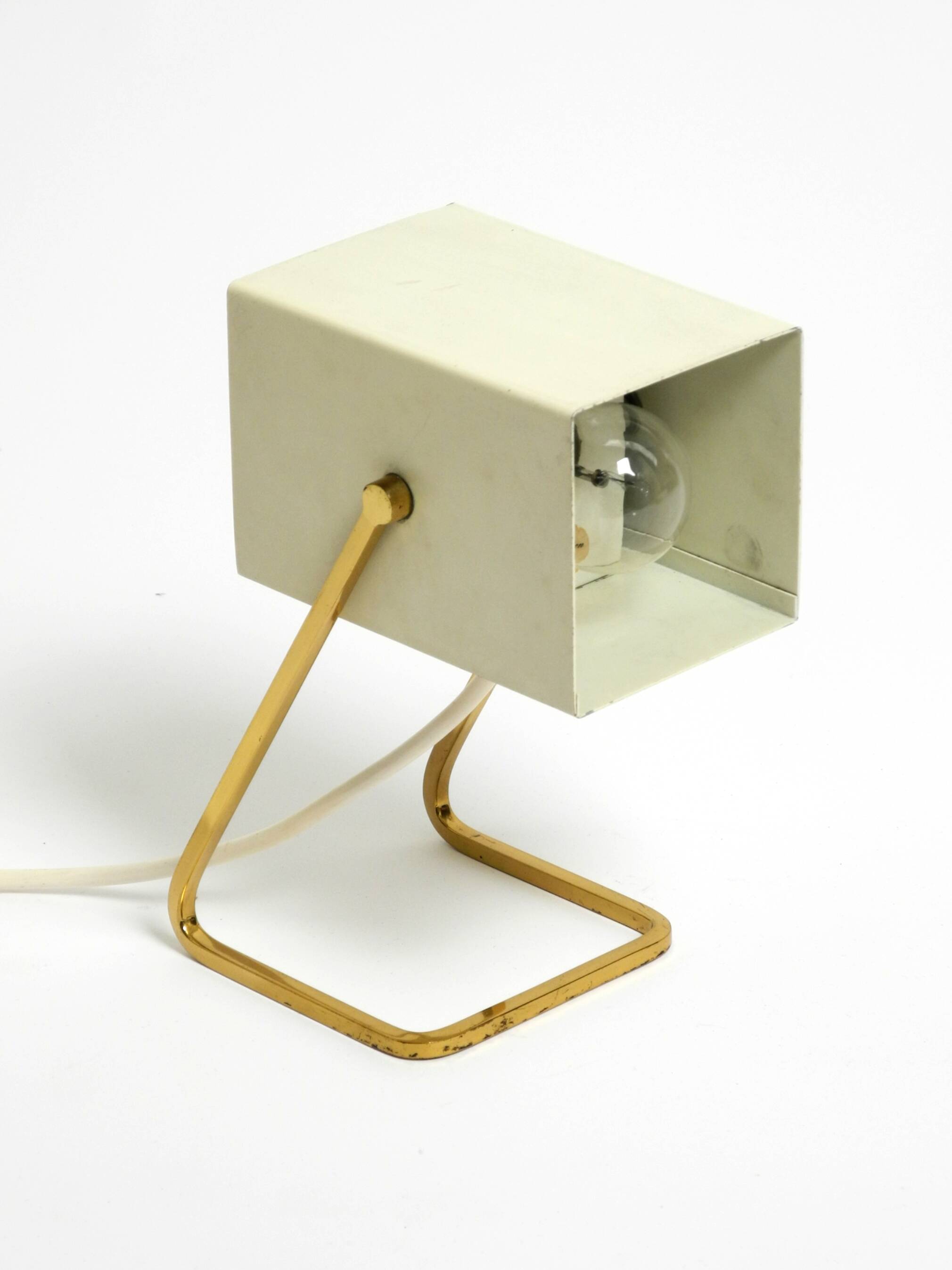 Great Mid Century metal bedside lamp with brass base by Kaiser Leuchten