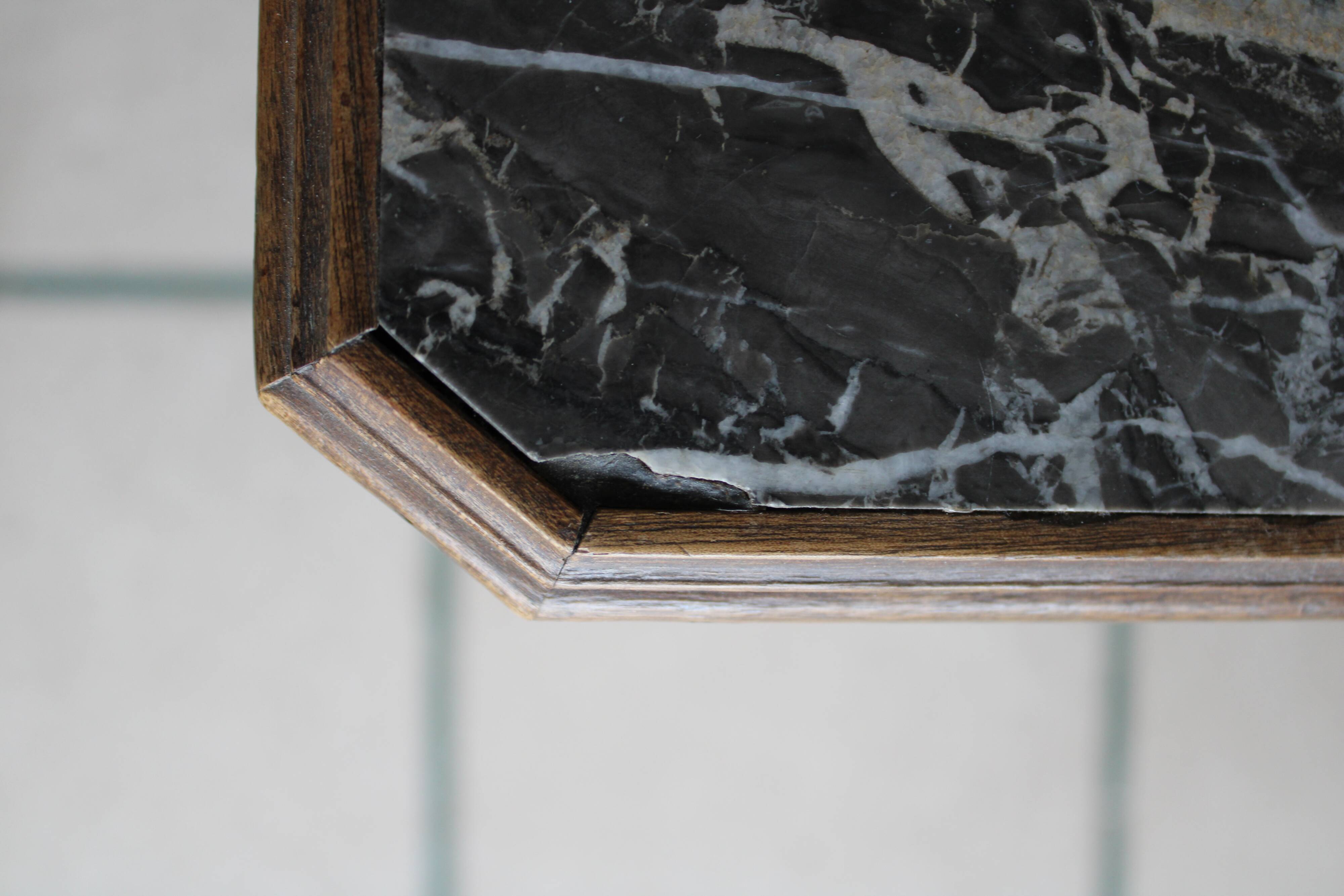 Antique bedside table with marble top