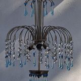 Mid Century Italian Murano Chandelier Blue