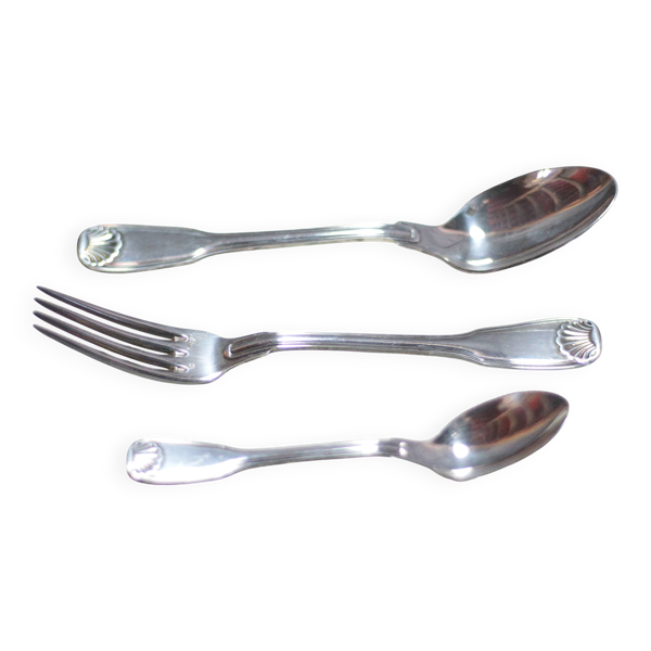 Coffret couverts métal argenté Ercuis, set de couverts, argenterie