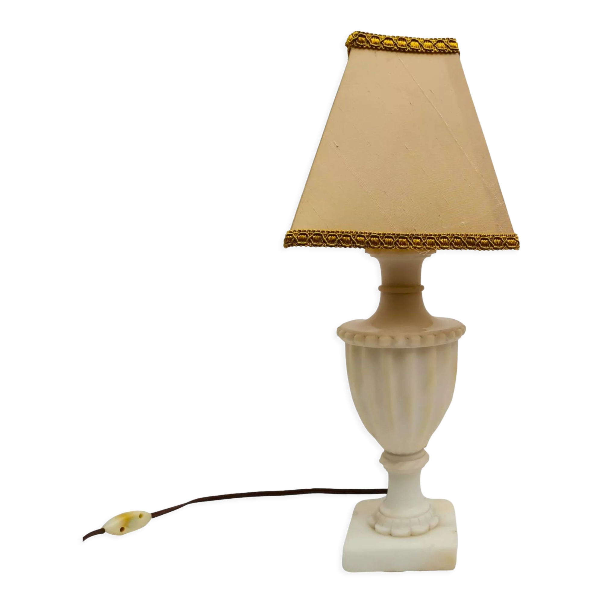 White marble amphora shaped table lamp