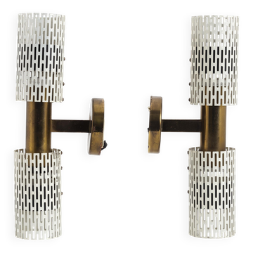 Rare pair of wall lights by Harald Notini model 11262 for Bohlmarks, 1950.