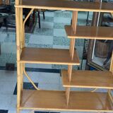 Large rattan standing shelf old