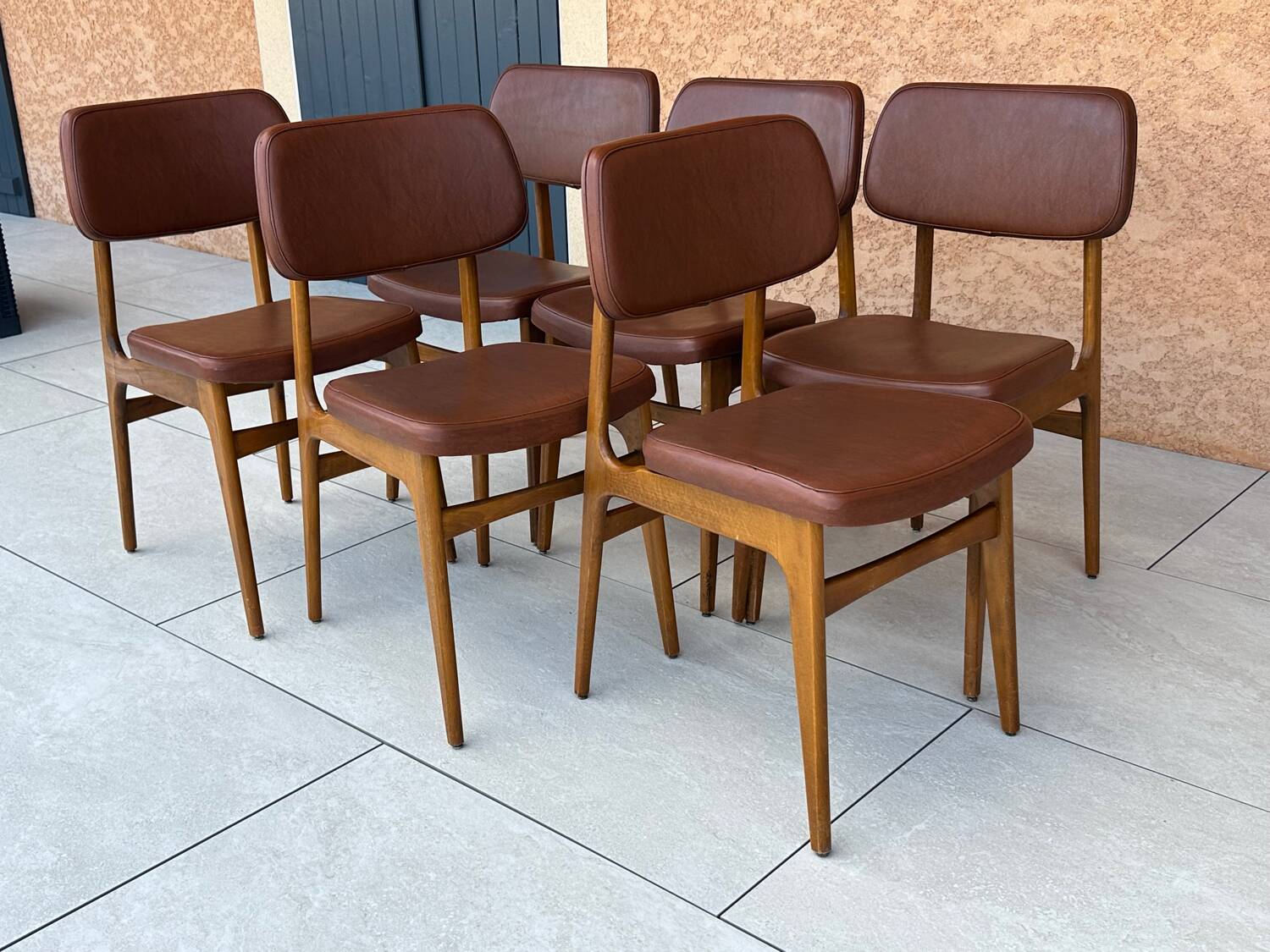 Set of 6 vintage Scandinavian dining chairs from the 1970s.