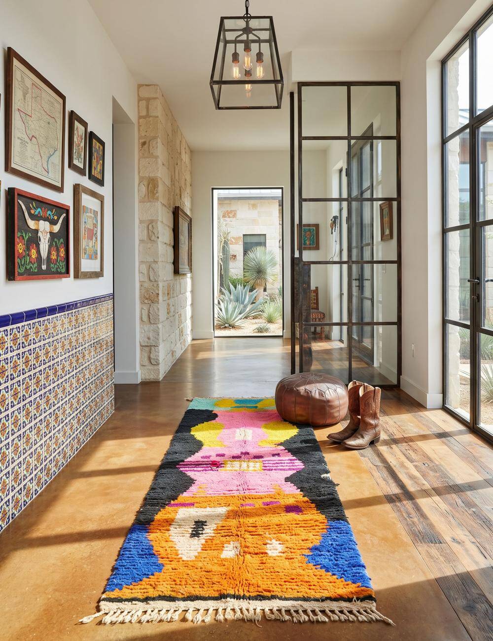 Contemporary Colourful Hallway Rug - 290 x 90 cm
