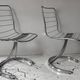 Pair of vintage chairs, chrome metal, France 1970