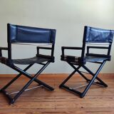 Vintage Safari Regiestühle X-Chair von McGuire, 50er Jahre, 4er Set