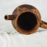 Rooster frieze pitcher, glaze with warm brown drips, ochre and volcanic - Denbac - 30s