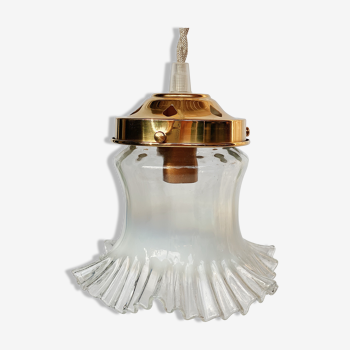 Opaline glass globe walking lamp with petticoat