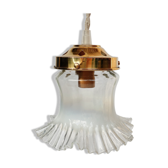 Opaline glass globe walking lamp with petticoat