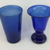 Batch glass bubble of biot blue foot and cup