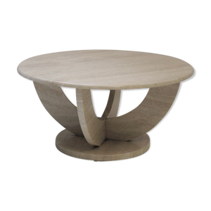 table basse ronde en - travertin